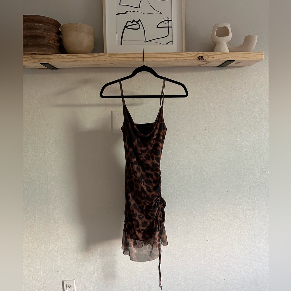 PRETTYLITTLETHING Leopard Sheer Mini Dress